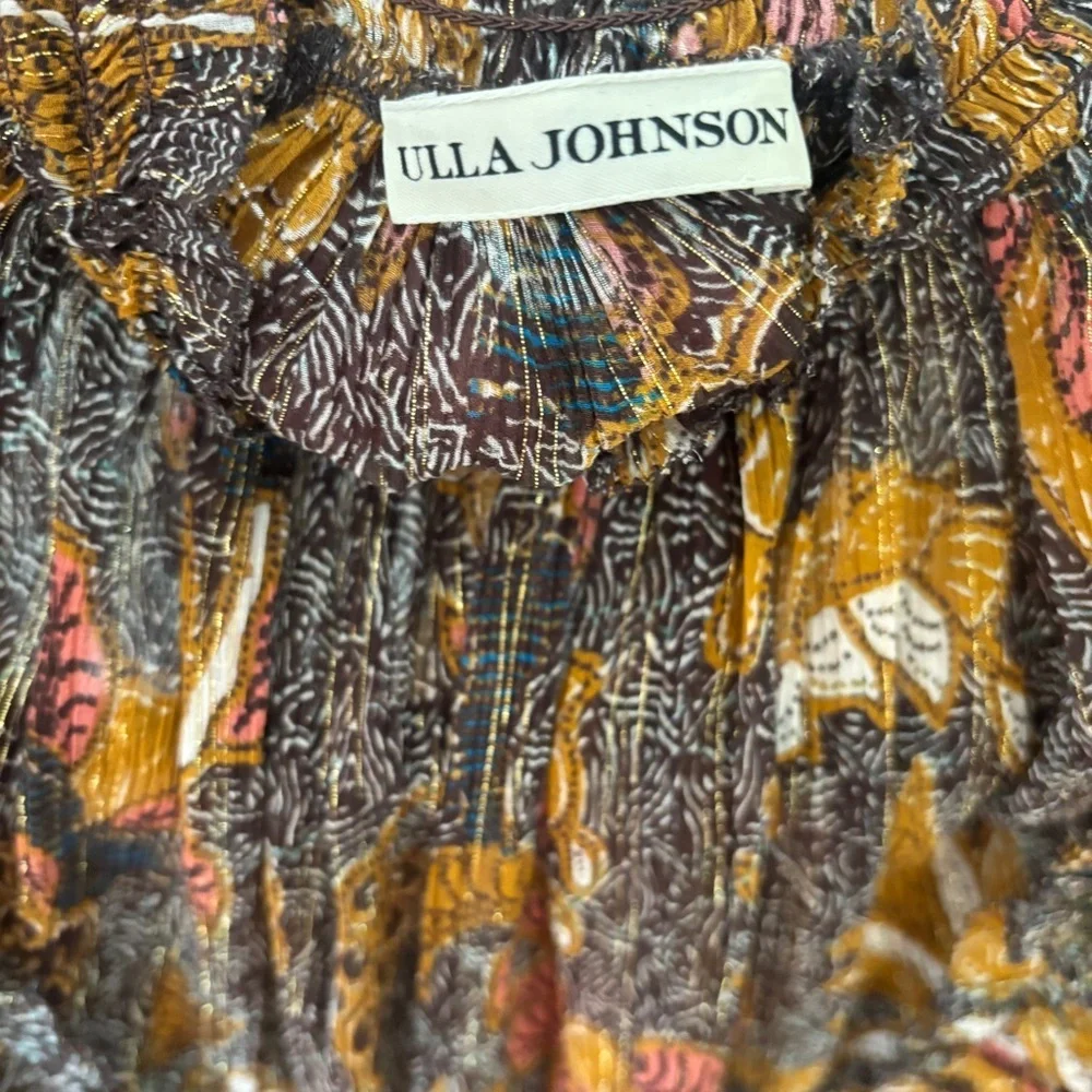 Ulla Johnson Vienne Bird of Paradise Mini Dress in Amber Size 2 Ruffle High Neck